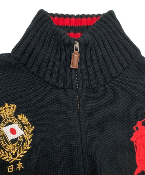 POLO RALPH LAUREN（ポロ・ラルフローレン）POLO RALPH LAUREN (ポロ・ラルフローレン) ニットジャケット ブラック×レッド サイズ:Lの古着・服飾アイテム