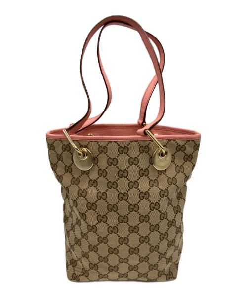 GUCCI（グッチ）GUCCI (グッチ) トートバッグ ピンク×ベージュの古着・服飾アイテム