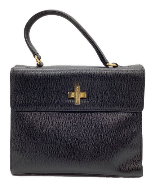 CELINE（セリーヌ）CELINE (セリーヌ) ヴィンテージ ロゴターンロック ハンドバッグ ブラックの古着・服飾アイテム