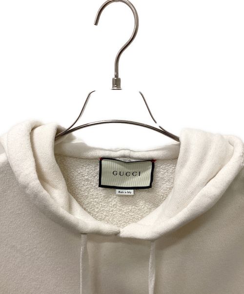 GUCCI（グッチ）GUCCI (グッチ) 18S/S ヴィンテージ加工オールドロゴプリントスウェットパーカー ベージュ サイズ:xsの古着・服飾アイテム