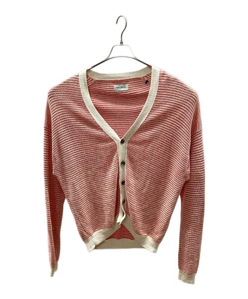 vainl archive（ヴァイナルアーカイブ）vainl archive (ヴァイナルアーカイブ) リネンニットカーディガン レッド×ベージュ サイズ:Ⅿの古着・服飾アイテム