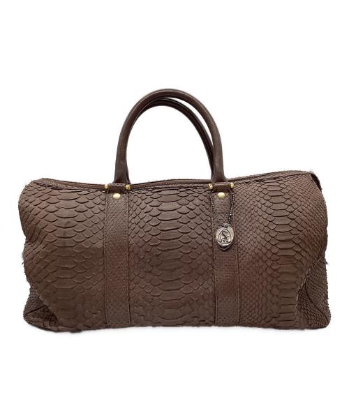 ノーブランド（ノーブランド）ノーブランド (ノーブランド) パイソンボストンバッグ ブラウンの古着・服飾アイテム
