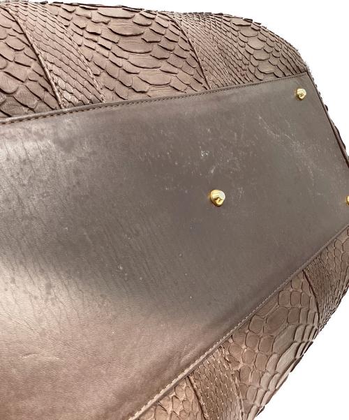 ノーブランド（ノーブランド）ノーブランド (ノーブランド) パイソンボストンバッグ ブラウンの古着・服飾アイテム