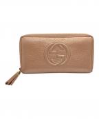 GUCCIグッチ）の古着「ソーホー インターロッキングG ランドファスナーフリンジ長財布」｜メタリックピンク