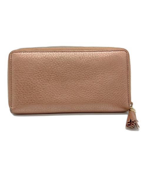 GUCCI（グッチ）GUCCI (グッチ) ソーホー インターロッキングG ランドファスナーフリンジ長財布 メタリックピンクの古着・服飾アイテム