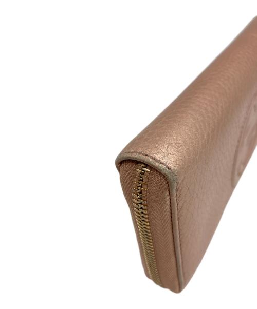 GUCCI（グッチ）GUCCI (グッチ) ソーホー インターロッキングG ランドファスナーフリンジ長財布 メタリックピンクの古着・服飾アイテム