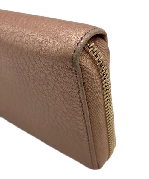 GUCCI（グッチ）GUCCI (グッチ) ソーホー インターロッキングG ランドファスナーフリンジ長財布 メタリックピンクの古着・服飾アイテム