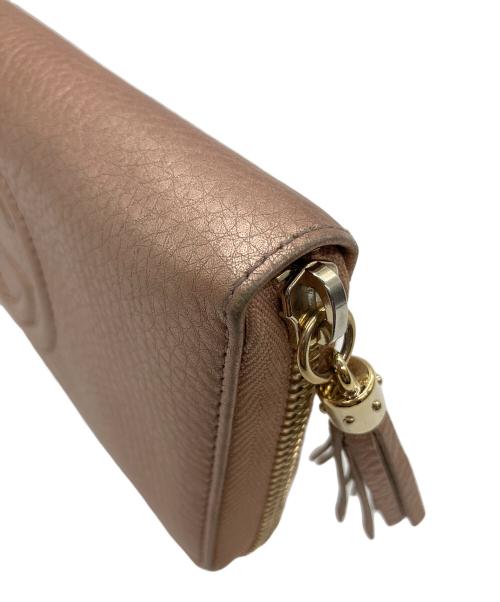 GUCCI（グッチ）GUCCI (グッチ) ソーホー インターロッキングG ランドファスナーフリンジ長財布 メタリックピンクの古着・服飾アイテム