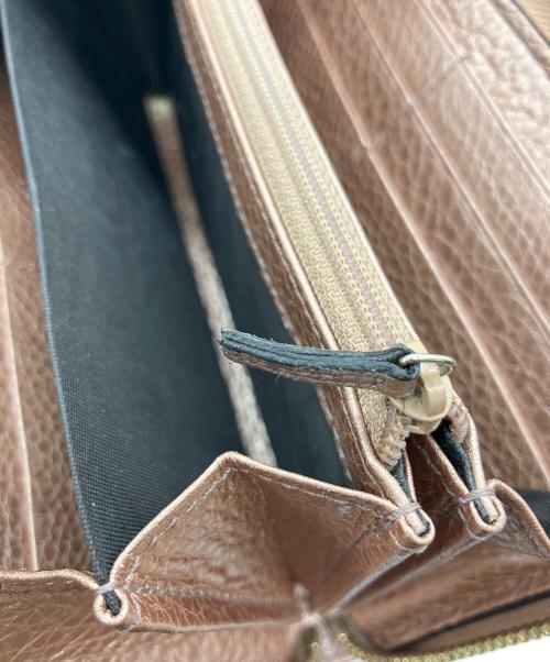GUCCI（グッチ）GUCCI (グッチ) ソーホー インターロッキングG ランドファスナーフリンジ長財布 メタリックピンクの古着・服飾アイテム