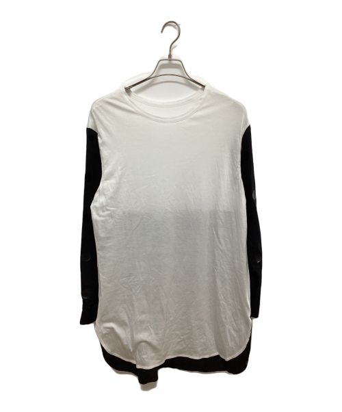 Y's（ワイズ）Y's (ワイズ) 袖切替カットソー ホワイト×ブラック サイズ:2の古着・服飾アイテム