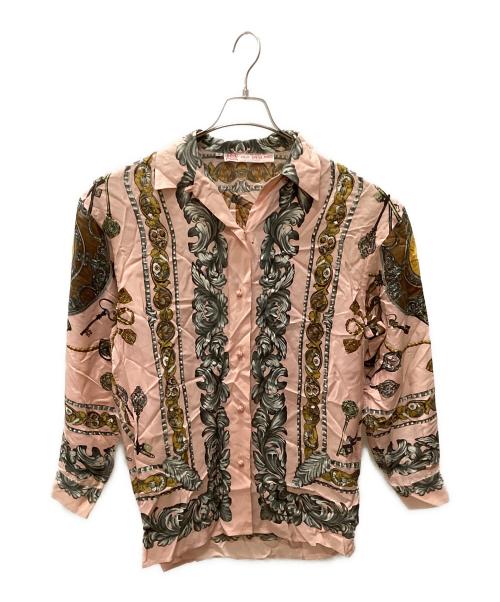 OLD ENGLAND（オールドイングランド）OLD ENGLAND (オールドイングランド) オーバーサイズスカーフプリントシャツ ピンク×イエロー サイズ:Sの古着・服飾アイテム