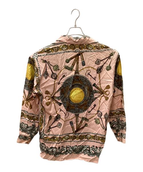 OLD ENGLAND（オールドイングランド）OLD ENGLAND (オールドイングランド) オーバーサイズスカーフプリントシャツ ピンク×イエロー サイズ:Sの古着・服飾アイテム