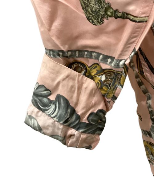 OLD ENGLAND（オールドイングランド）OLD ENGLAND (オールドイングランド) オーバーサイズスカーフプリントシャツ ピンク×イエロー サイズ:Sの古着・服飾アイテム