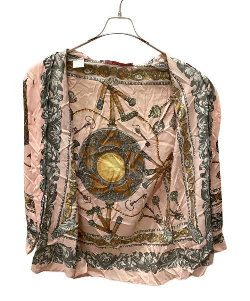 OLD ENGLAND（オールドイングランド）OLD ENGLAND (オールドイングランド) オーバーサイズスカーフプリントシャツ ピンク×イエロー サイズ:Sの古着・服飾アイテム