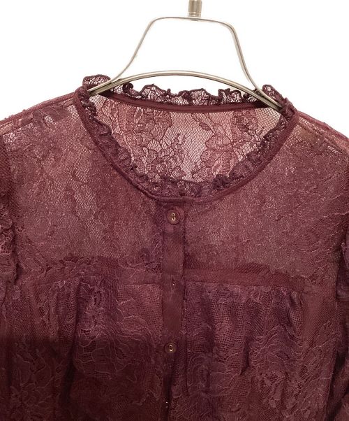 HER LIP TO（ハーリップトゥ）HER LIP TO (ハーリップトゥ) ロマンティックレースベルテッドドレス レッド サイズ:Sの古着・服飾アイテム