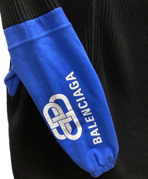 BALENCIAGA（バレンシアガ）BALENCIAGA (バレンシアガ) ジップアップニットカーディガン ブラック×ブルー サイズ:Sの古着・服飾アイテム