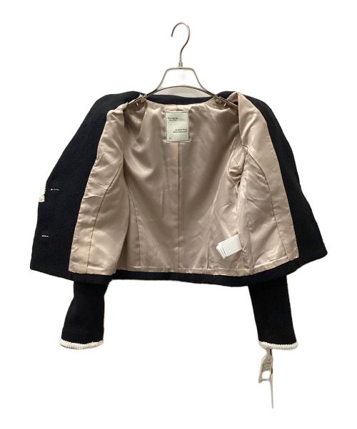 HER LIP TO（ハーリップトゥ）HER LIP TO (ハーリップトゥ) ウールブレンドクロップドツイルブレザー ブラック×ホワイト サイズ:Sの古着・服飾アイテム