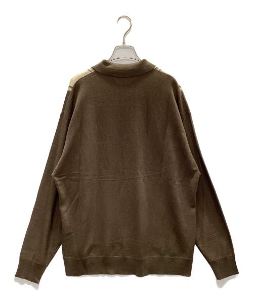 flagstuff（フラグスタフ）flagstuff (フラグスタフ) ストライプカーディガン ブラウン×ベージュ サイズ:Lの古着・服飾アイテム