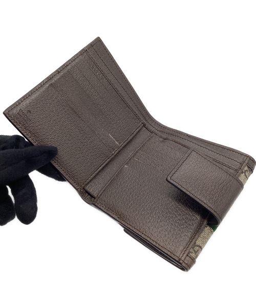 GUCCI（グッチ）GUCCI (グッチ) フレンチフラップウォレット ブラウン×グリーンの古着・服飾アイテム