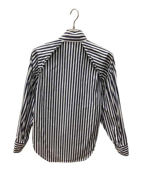 LE CIEL BLEU（ルシェルブルー）LE CIEL BLEU (ルシェルブルー) コンバーチブルストライプシャツ ホワイト×ネイビー サイズ:36の古着・服飾アイテム