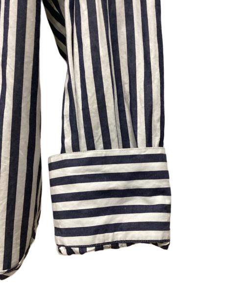 LE CIEL BLEU（ルシェルブルー）LE CIEL BLEU (ルシェルブルー) コンバーチブルストライプシャツ ホワイト×ネイビー サイズ:36の古着・服飾アイテム