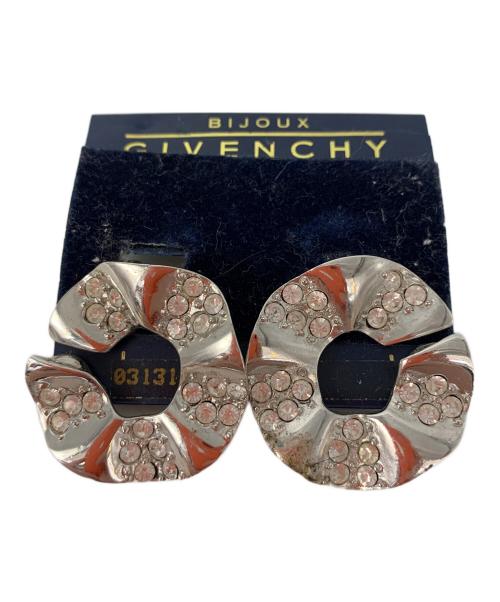 GIVENCHY（ジバンシィ）GIVENCHY (ジバンシィ) ヴィンテージ 花多面カットラインストーンイヤリング シルバーの古着・服飾アイテム