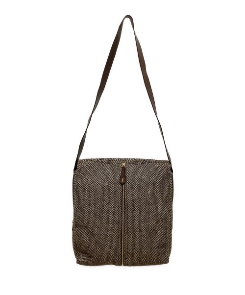 Yves Saint Laurent（イヴサンローラン）Yves Saint Laurent (イヴサンローラン) ツイードメッセンジャーバッグ ブラウンの古着・服飾アイテム