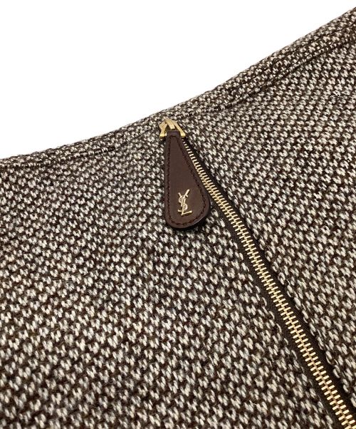 Yves Saint Laurent（イヴサンローラン）Yves Saint Laurent (イヴサンローラン) ツイードメッセンジャーバッグ ブラウンの古着・服飾アイテム