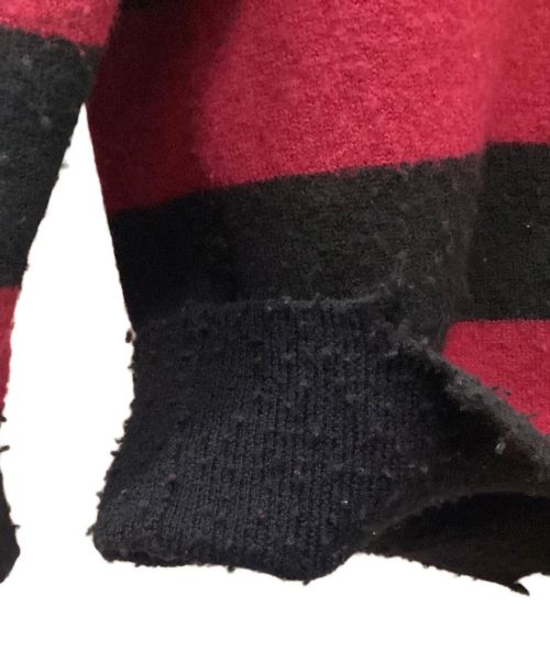 DAIRIKU（ダイリク）DAIRIKU (ダイリク) Fulling Damage Border Knit ピンク×ブラック サイズ:Lの古着・服飾アイテム