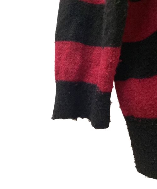 DAIRIKU（ダイリク）DAIRIKU (ダイリク) Fulling Damage Border Knit ピンク×ブラック サイズ:Lの古着・服飾アイテム