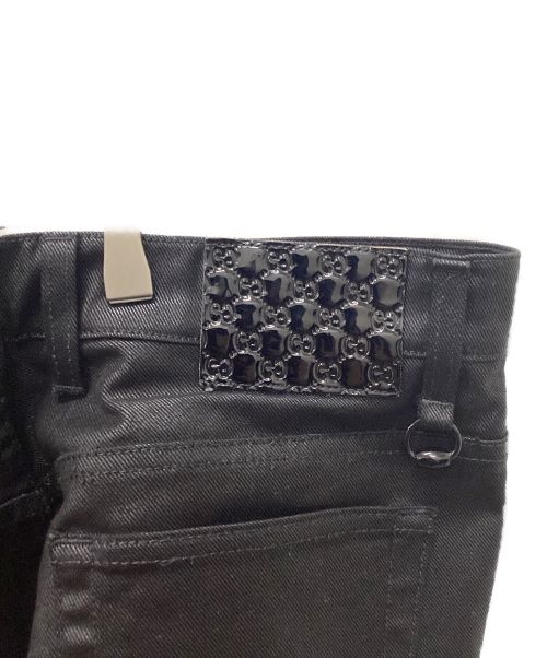 GUCCI（グッチ）GUCCI (グッチ) コーティングGGパッチデニムパンツ ブラック サイズ:Lの古着・服飾アイテム