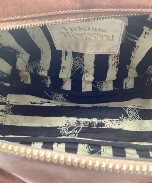 Vivienne Westwood（ヴィヴィアンウエストウッド）Vivienne Westwood (ヴィヴィアンウエストウッド) リボンオーブレザーバッグボストンバッグ ブラウンの古着・服飾アイテム