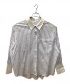 ELLIEエリー）の古着「ストライプオーバーシャツ」｜スカイブルー×ホワイト