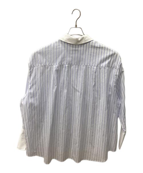 ELLIE（エリー）ELLIE (エリー) ストライプオーバーシャツ スカイブルー×ホワイト サイズ:Fの古着・服飾アイテム