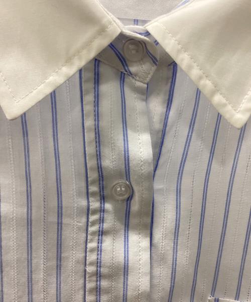 ELLIE（エリー）ELLIE (エリー) ストライプオーバーシャツ スカイブルー×ホワイト サイズ:Fの古着・服飾アイテム