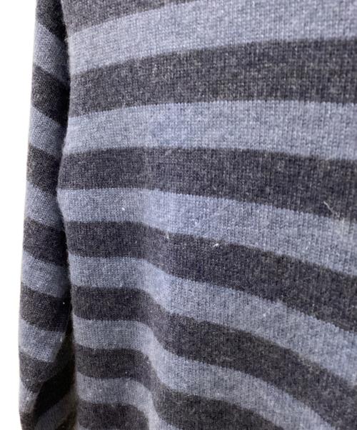 DRAWER（ドゥロワー）DRAWER (ドゥロワー) カシミヤシルクリブクルーネックニット ブルー×ネイビー サイズ:1の古着・服飾アイテム