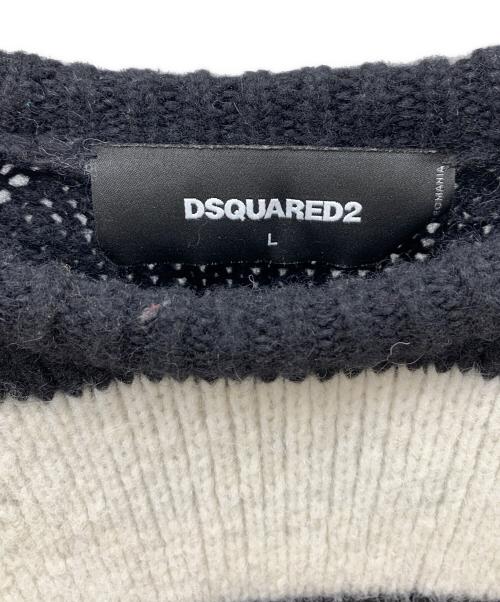 DSQUARED2（ディースクエアード）DSQUARED2 (ディースクエアード) ボーダーニット ホワイト×ブラック サイズ:Lの古着・服飾アイテム