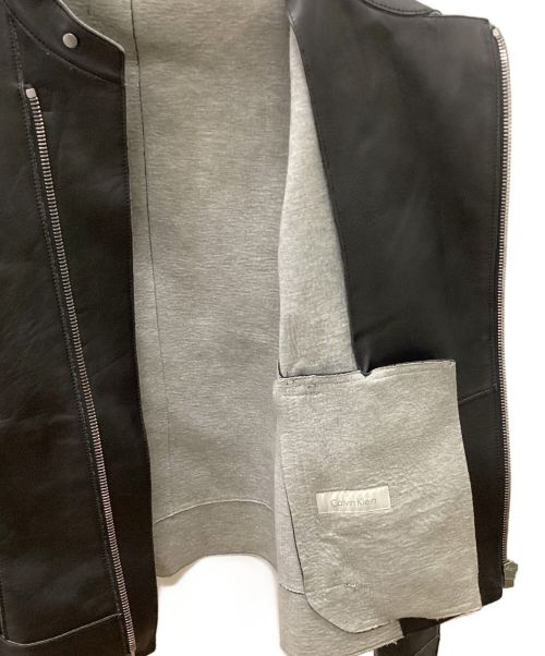 Calvin Klein（カルバンクライン）Calvin Klein (カルバンクライン) ラムレザージャケット ブラック サイズ:Sの古着・服飾アイテム