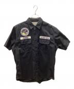 AVIREXアヴィレックス）の古着「SS PATCHED MILITARY SHIRT LITTLE CREEK」｜ブラック
