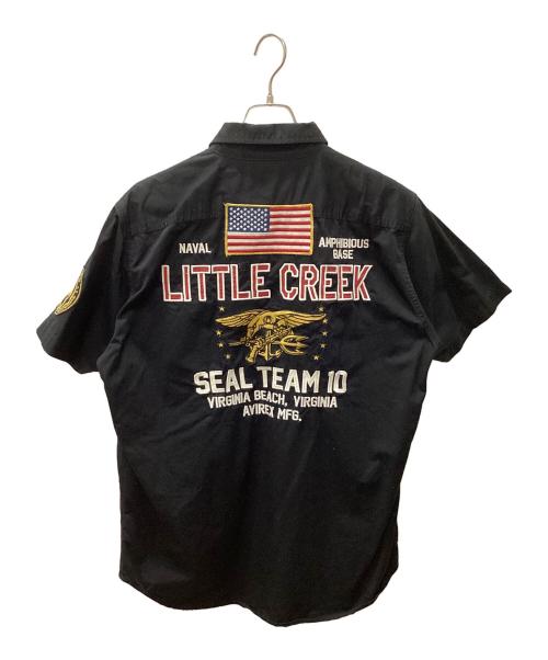 AVIREX（アヴィレックス）AVIREX (アヴィレックス) SS PATCHED MILITARY SHIRT LITTLE CREEK ブラック サイズ:XLの古着・服飾アイテム