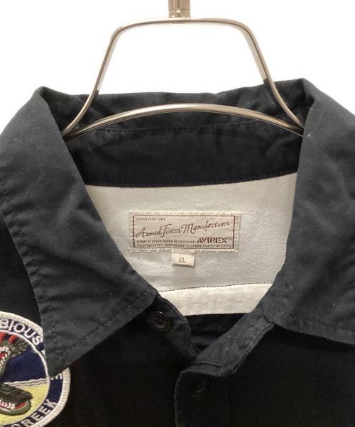 AVIREX（アヴィレックス）AVIREX (アヴィレックス) SS PATCHED MILITARY SHIRT LITTLE CREEK ブラック サイズ:XLの古着・服飾アイテム