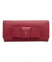 PRADA（プラダ）の古着「カードケース付リボン二つ折り長財布」｜SAFFIANO FIOCCO