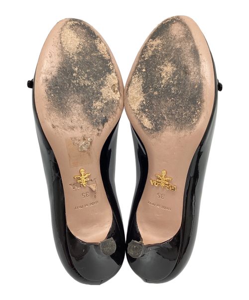 PRADA（プラダ）PRADA (プラダ) ヒールエナメルパンプス ブラック サイズ:35の古着・服飾アイテム