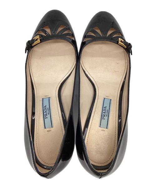 PRADA（プラダ）PRADA (プラダ) ヒールエナメルパンプス ブラック サイズ:35の古着・服飾アイテム