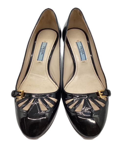 PRADA（プラダ）PRADA (プラダ) ヒールエナメルパンプス ブラック サイズ:35の古着・服飾アイテム