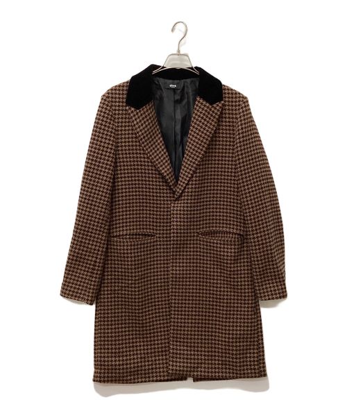 glamb（グラム）glamb (グラム) Houndstooth chester coat ブラック×ブラウン サイズ:Mの古着・服飾アイテム