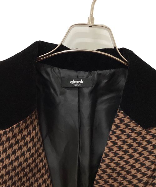 glamb（グラム）glamb (グラム) Houndstooth chester coat ブラック×ブラウン サイズ:Mの古着・服飾アイテム