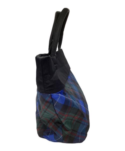 PRADA（プラダ）PRADA (プラダ) リバーシブルチェック柄2WAYトートバッグ ブルー×ブラックの古着・服飾アイテム