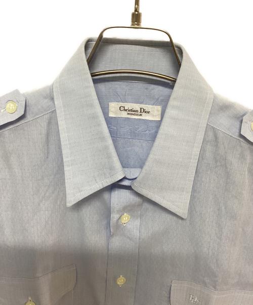 Christian Dior MONSIEUR（クリスチャンディオールムッシュ）Christian Dior MONSIEUR (クリスチャンディオールムッシュ) 90's S/S サファリシャツ ブルー サイズ:Lの古着・服飾アイテム