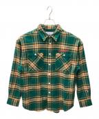 Championチャンピオン）の古着「フランネルシャツ」｜グリーン×オレンジ